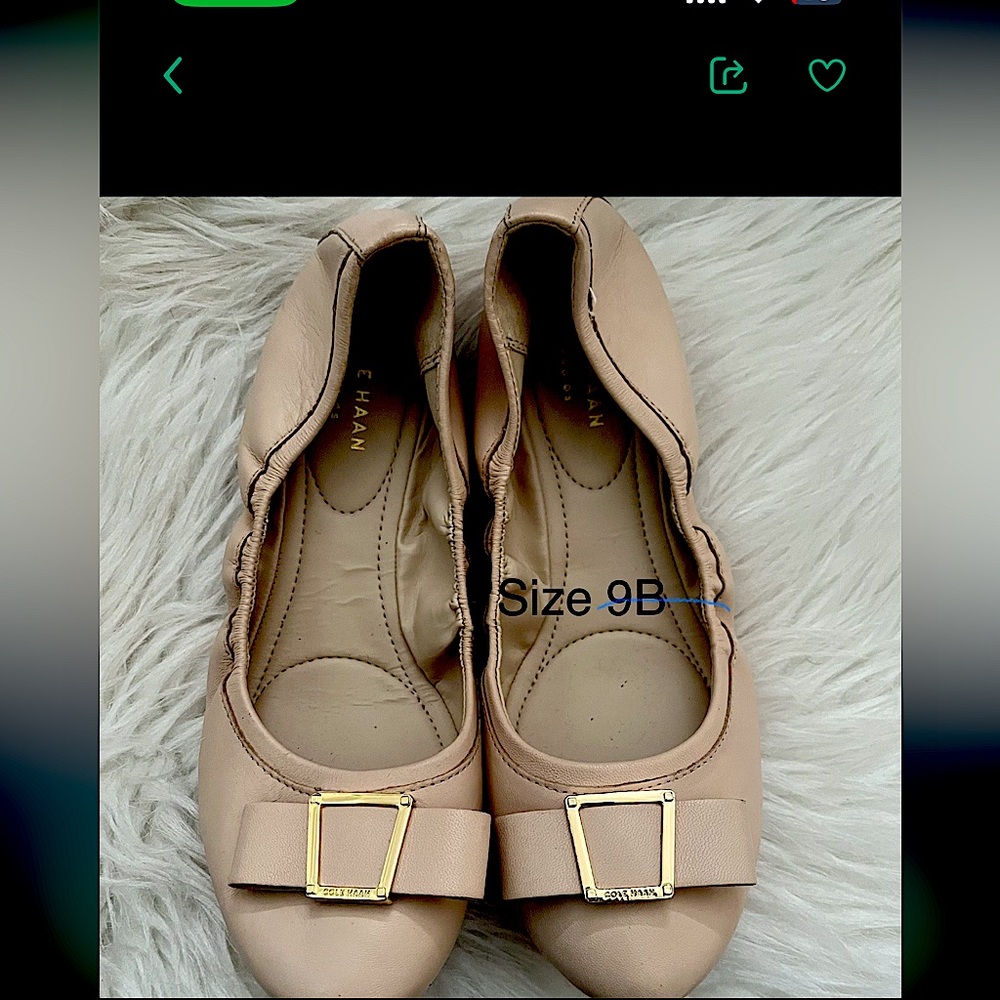 Cole Haan Tan Flats with Bow Detail